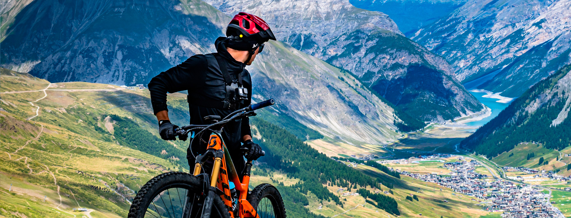 Bikers with a View of the Livigno Valley